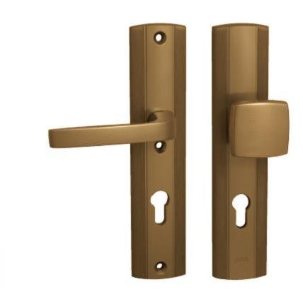 Kování bezpečnostní LINIA PRESTIGE klika/madlo 72 mm vložka bronzový elox F4 - Kliky, okenní a dveřní kování, panty Kování dveřní Kování dveřní bezpečnostní