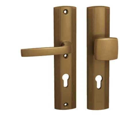 Kování bezpečnostní LINIA PRESTIGE klika/madlo 90 mm vložka bronzový elox F4 - Kliky, okenní a dveřní kování, panty Kování dveřní Kování dveřní bezpečnostní