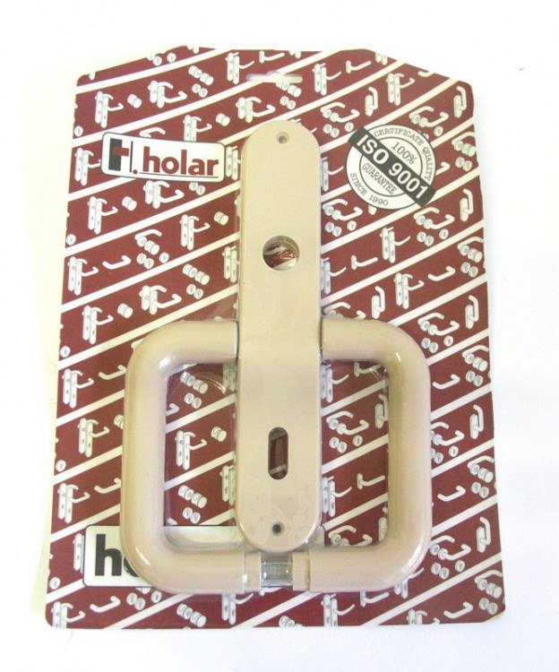 Kování interiérové Standard HOLAR klika/klika 90 mm klíč béžová - Kliky, okenní a dveřní kování, panty Kování dveřní Kování dveřní mezip. plast