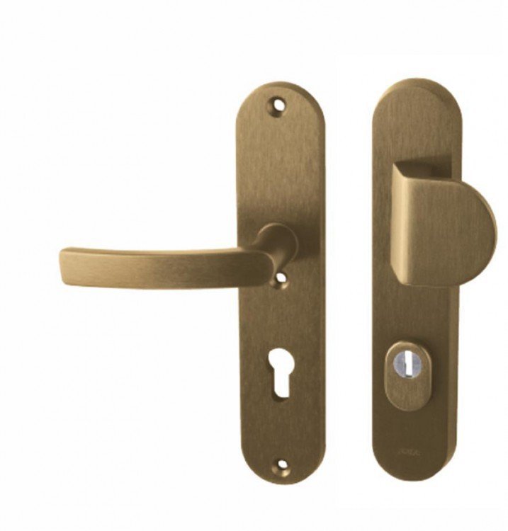 Kování bezpečnostní BETA PLUS klika/madlo 72 mm vložka bronzový elox F4 - Kliky, okenní a dveřní kování, panty Kování dveřní Kování dveřní bezpečnostní