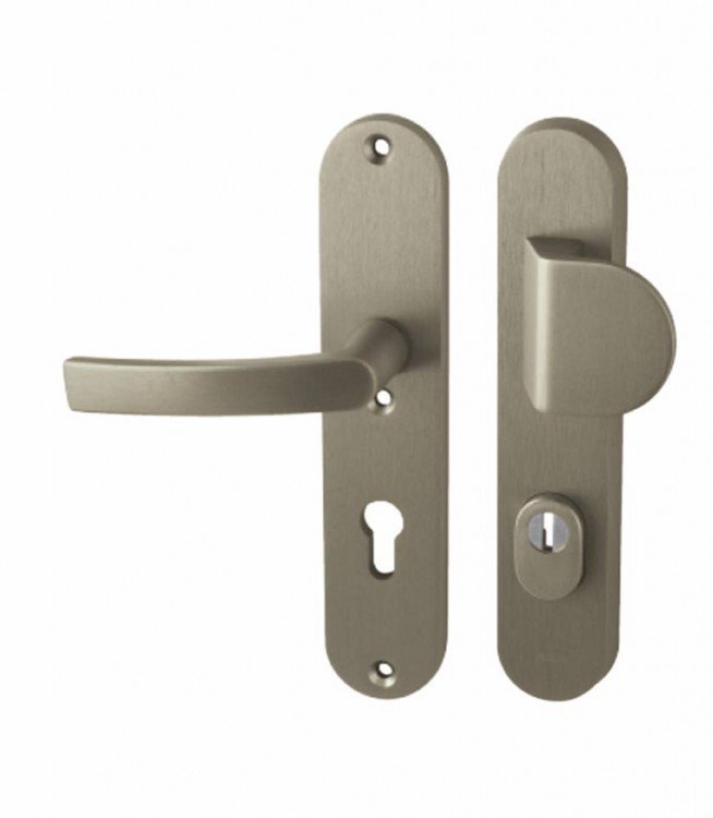 Kování bezpečnostní BETA PLUS klika/madlo 72 mm vložka nerezový elox F9 - Kliky, okenní a dveřní kování, panty Kování dveřní Kování dveřní bezpečnostní