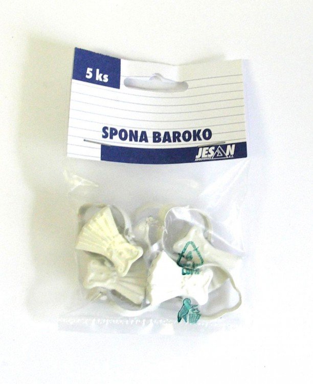 Spona BAROKO bílá balení 5ks - Vybavení pro dům a domácnost Zastíňovací prvky Skřipce, běžce, kroužky a přísl.