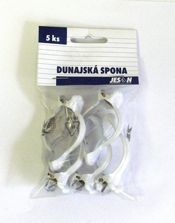Spona DUNAJSKÁ velká 35 mm bílá balení 5 ks - Vybavení pro dům a domácnost Zastíňovací prvky Skřipce, běžce, kroužky a přísl.