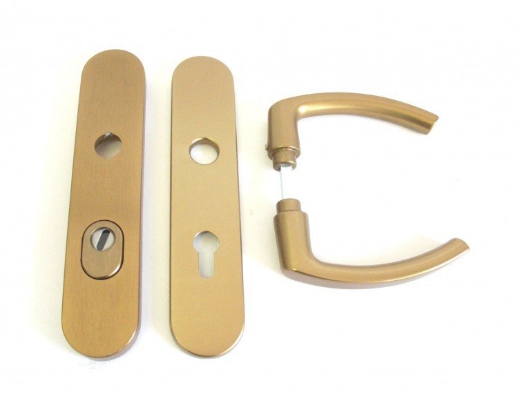 Kování bezpečnostní HARMONIA DEF klika/klika 90 mm vložka bronzový elox F4 - Kliky, okenní a dveřní kování, panty Kování dveřní Kování dveřní bezpečnostní