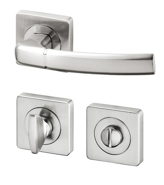 Kování rozetové KIEL-R klika/klika WC efekt nerez hranatá rozeta - Kliky, okenní a dveřní kování, panty Kování dveřní Kování dveřní mezip. chrom, nikl, nerez