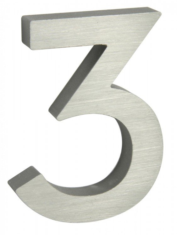 Číslice domovní 3 AL 3D - Kliky, okenní a dveřní kování, panty Kování domovní a doplňky Číslice, písmena