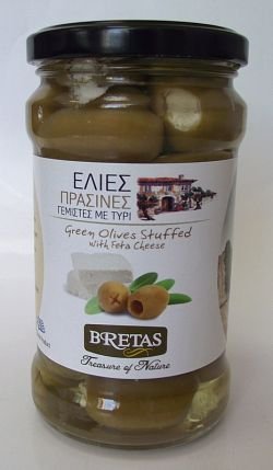 Olivy zelené v oleji plněné sýrem Feta+Myzithra bez pecky 290g - Delikatesy, dárky Delikatesy