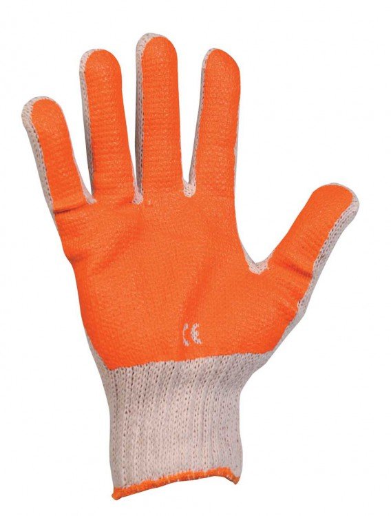 Rukavice SCOTER 10 bavlněvé máčené PVC oranžové (balení 10x pár) - Pomůcky ochranné a úklidové Pomůcky ochranné Rukavice pracovní