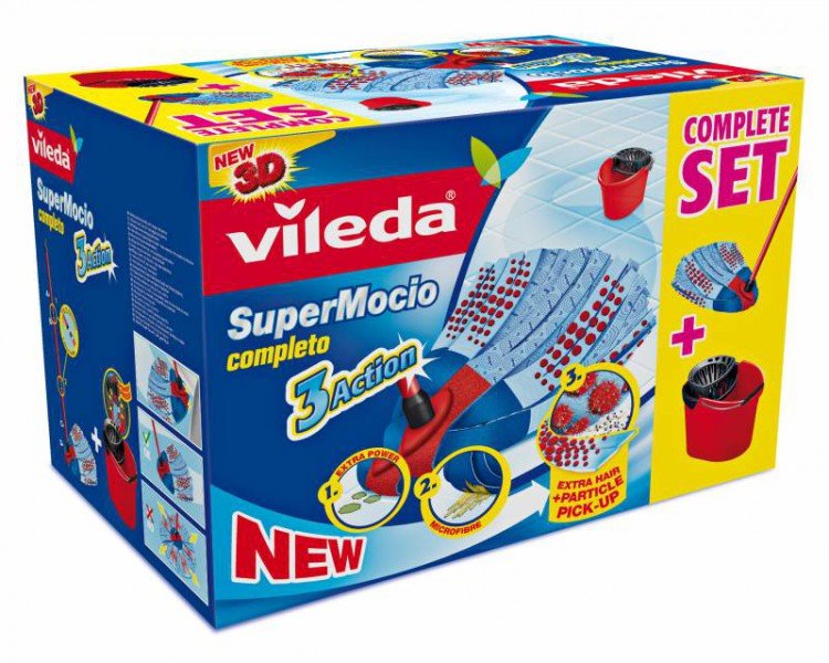 Mop Vileda SuperMocio Completo 3 Action Box - Pomůcky ochranné a úklidové Pomůcky úklidové Mopy a příslušenství