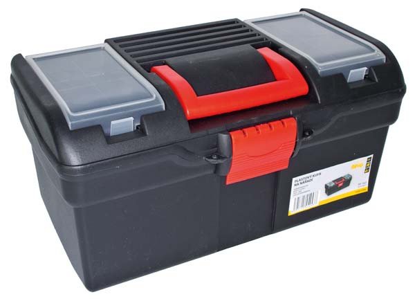 Kufr plastový 394x215x195 mm s 1 přihrádkou a 2 zásobníky - Nářadí ruční a elektrické, měřidla Nářadí ruční Boxy, kufry, skříňky na nářadí