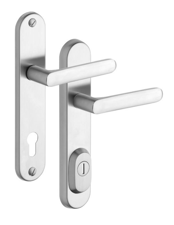 Kování bezpečnostní R4/O klika/klika 90 mm vložka chrom nerez 0100 s překrytím (R R4OBV) - Kliky, okenní a dveřní kování, panty Kování dveřní Kování dveřní bezpečnostní