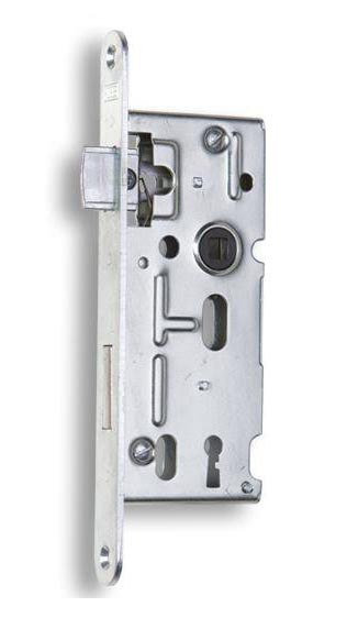 Zámek zadlabací K 104 C, dozický, klíč, bez převodu, P-L, 72/60, čelo 18 mm, bílý zinek - Vložky,zámky,klíče,frézky Zámky zadlabací, přísl. Zámky zadlabací dveřní