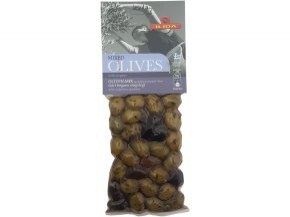 Olivy MIX zelených a černých ILIDA s oregánem s peckou 150 g - Delikatesy, dárky Delikatesy