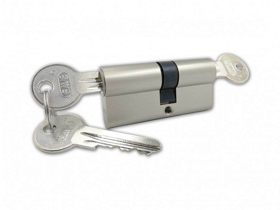 Vložka SAVE R 30+35 3 klíče s prostupovou spojkou nikl sat - Vložky,zámky,klíče,frézky Vložky cylindrické Vložky stavební