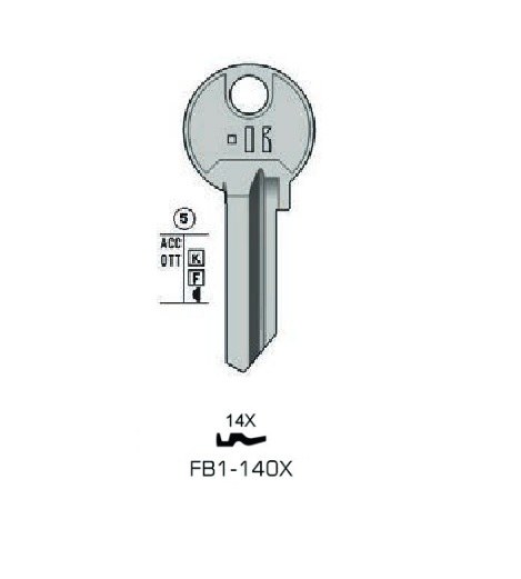 Klíč 14X/14N FBA FAA71L X14/VEFBX14X14 KL/krátký (balení 100 ks) - Vložky,zámky,klíče,frézky Klíče odlitky Klíče cylindrické