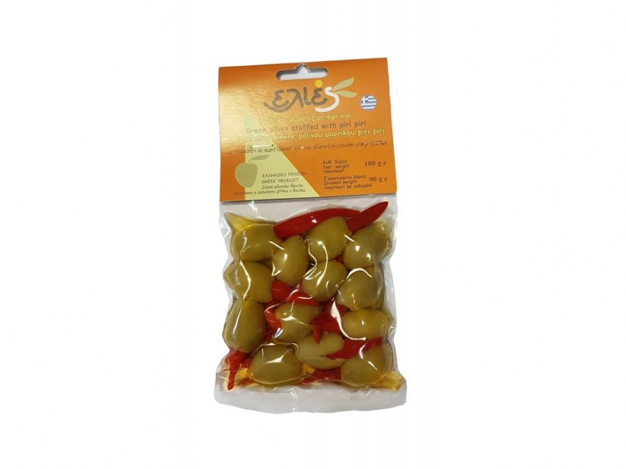 Olivy zelené ILIDA bez pecky s piri-piri papričkou 100 g - Delikatesy, dárky Delikatesy