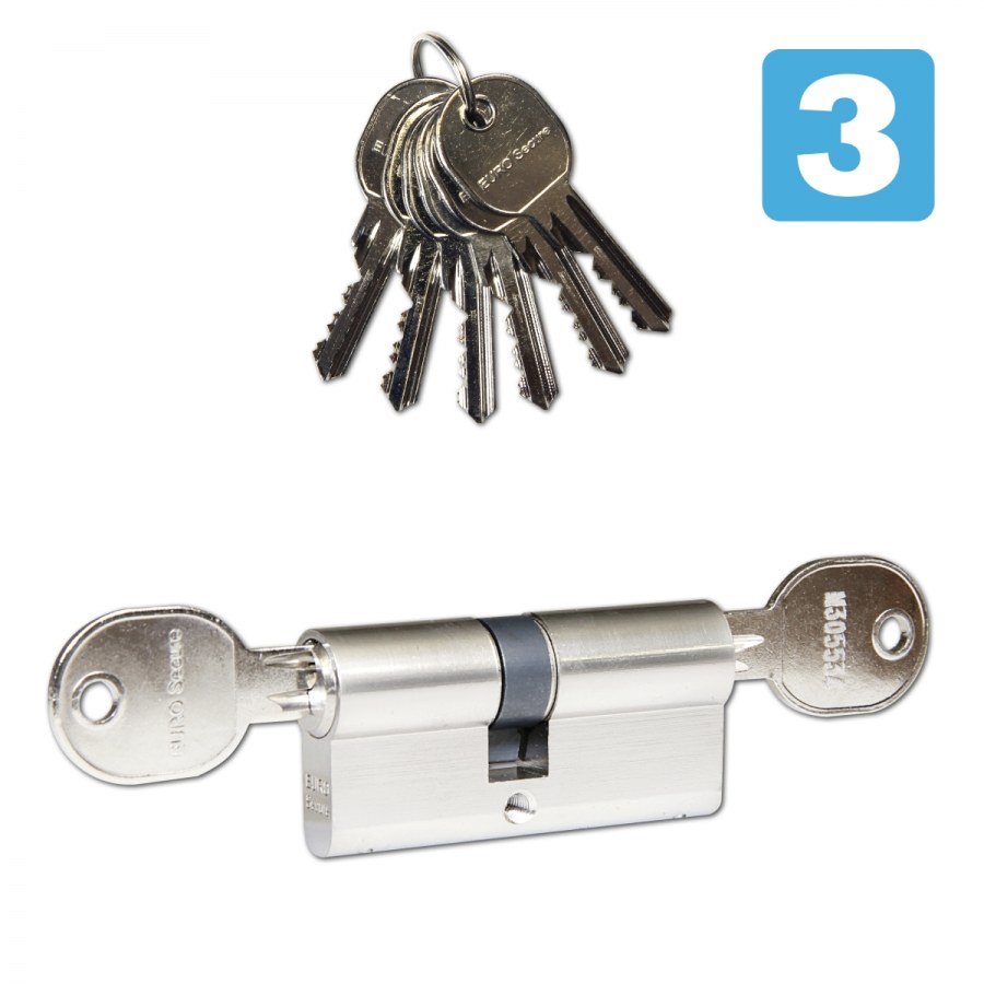 Vložka bezpečnostní EURO SECURE ES.30/35.BSZ nikl s prostupovou spojkou - Vložky,zámky,klíče,frézky Vložky cylindrické Vložky bezpečnostní