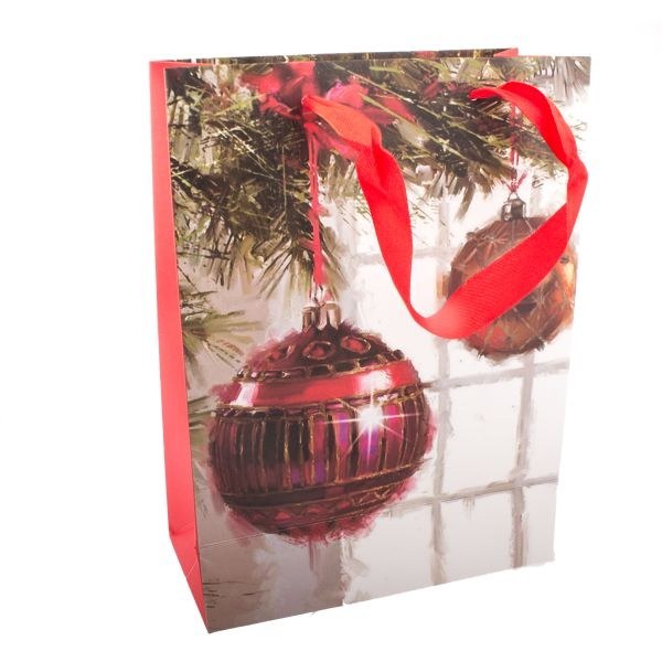 Taška papírová vánoční 1ks - Obaly na víno, příslušenství Obaly a stojany na víno