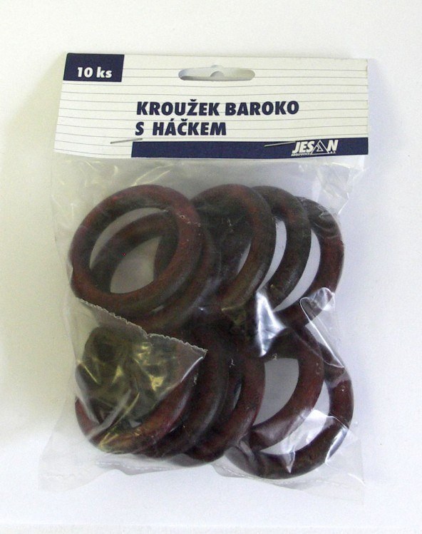 Kroužek BAROKO+háček mahagon balení 10 ks - Vybavení pro dům a domácnost Zastíňovací prvky Skřipce, běžce, kroužky a přísl.