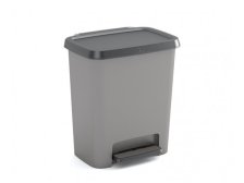 Odpadkový koš COMPATTA RECYCLING Steel, nádobky v koši jsou 12 + 12 litrů, stříbrný plast