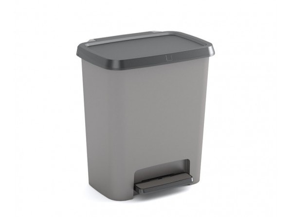 Odpadkový koš COMPATTA RECYCLING Steel, nádobky v koši jsou 12 + 12 litrů, stříbrný plast - Vybavení pro dům a domácnost Koše odpadkové, na prádlo, nákupní