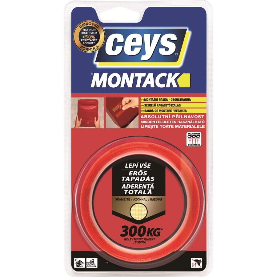 Páska lepící oboustranná montážní Ceys Montack 2,5 m x 19 mm (lepí všechno okamžitě) - Vybavení pro dům a domácnost Pásky lepící, maskovací, izolační