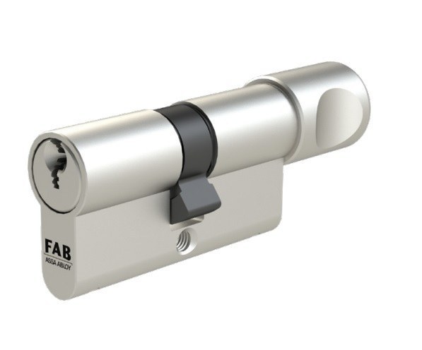 Vložka bezpečnostní s knoflíkem FAB 3.02/BDKmNs 45+45K 5 klíčů kovový knoflík nikl satén - Vložky,zámky,klíče,frézky Vložky cylindrické Vložky bezpečnostní