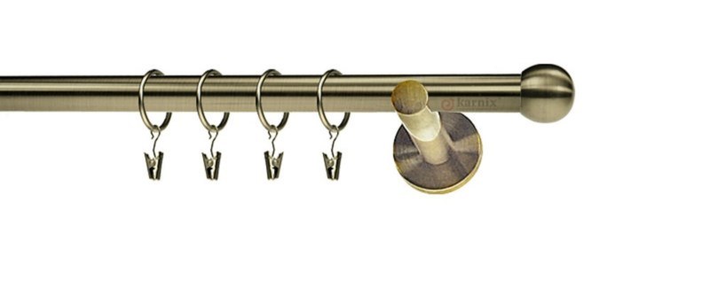 Garnýž kovová 200 cm, 19 mm, mosaz - Vybavení pro dům a domácnost Zastíňovací prvky Kolejnice záclonové