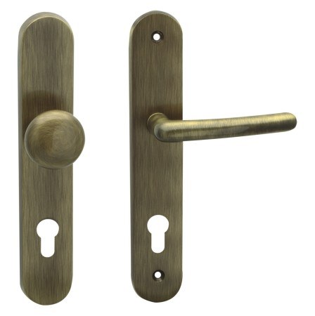 Kování bezpečnostní SVEVA klika/knoflík 72 mm vložka PRAVÁ bronz česaný OFS - Kliky, okenní a dveřní kování, panty Kování dveřní Kování dveřní bezpečnostní