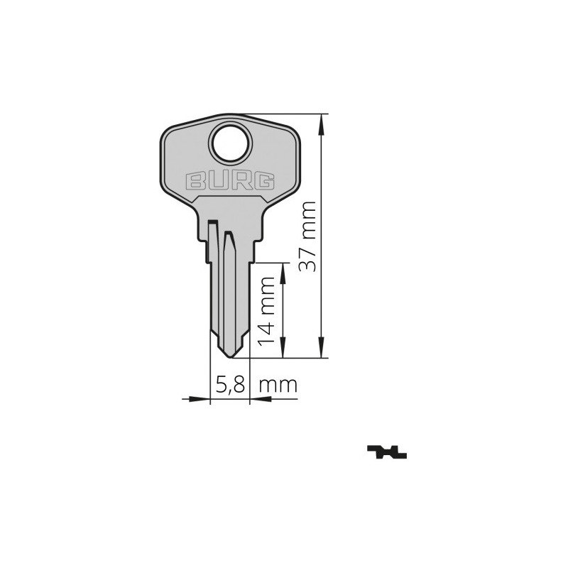 Klíč profil "E" 1-68:SL E BURG - Vložky,zámky,klíče,frézky Klíče odlitky Klíče schránkové