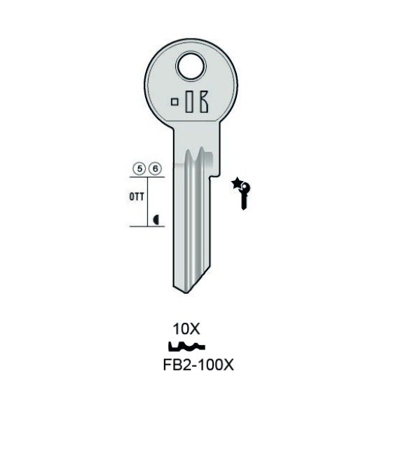 Klíč 10X/10N R1, prodloužený, Keyline - Vložky,zámky,klíče,frézky Klíče odlitky Klíče cylindrické