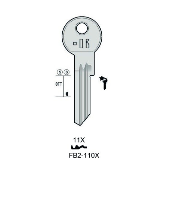 Klíč 11X/11N R1, prodloužený, Keyline - Vložky,zámky,klíče,frézky Klíče odlitky Klíče cylindrické