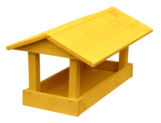 Krmítko dřevěné č.10 24 x 40 x 20 cm žluté - Vybavení pro dům a domácnost Nábytek zahradní, květináče, truhlík