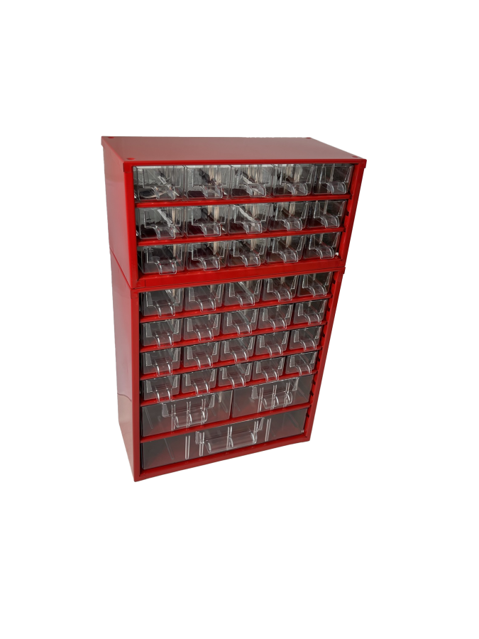 Skříňka 20x malá, 2x střední, 1x velká zásuvka, červená - Vybavení pro dům a domácnost Schránky, pokladny, skříňky Bedny, boxy ukládací, skříňky
