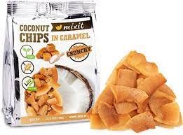 Chipsy pražené kokosové s karamelovou příchutí 60 g (kokosové chipsy do kapsy) - Delikatesy, dárky Delikatesy