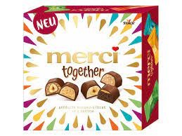 Bonboniera Merci together 175 g, plněné bonbony z mléčné čokolády - Delikatesy, dárky Delikatesy