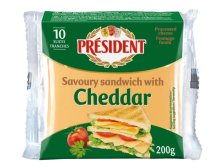 Sýr cheddar tavené plátky, sandwich 200 g PRÉSIDENT