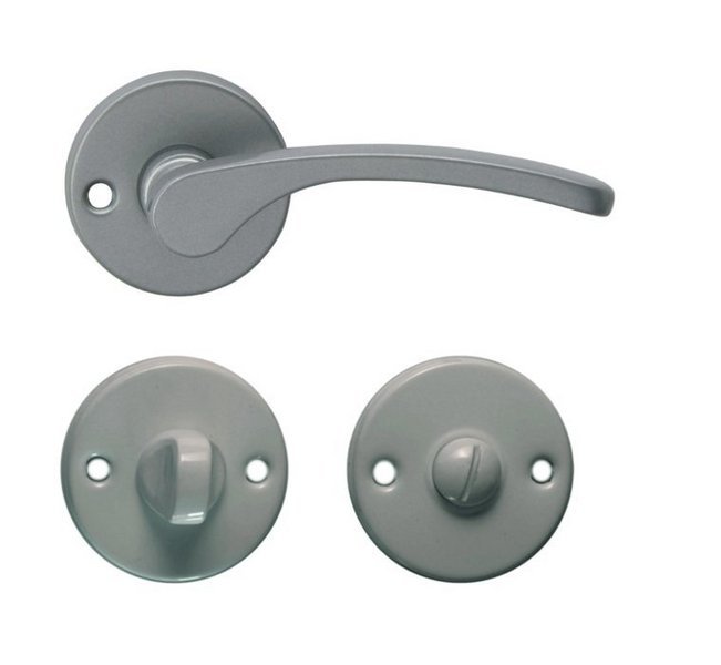 Kování rozetové VIOLA-R klika/klika WC stříbrná AL - Kliky, okenní a dveřní kování, panty Kování dveřní Kování dveřní mezip. hliník, bez PÚ