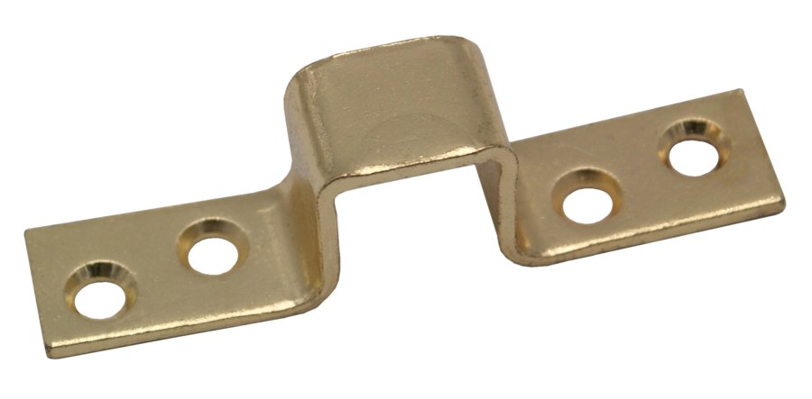 Skoba okenní 20 mm, pomosaz lesklá - Kliky, okenní a dveřní kování, panty Kování okenní Obrtlíky, skoby, okenní přísl.