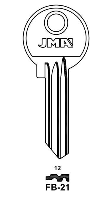Klíč JMA 12/FB-21 - Vložky,zámky,klíče,frézky Klíče odlitky Klíče cylindrické