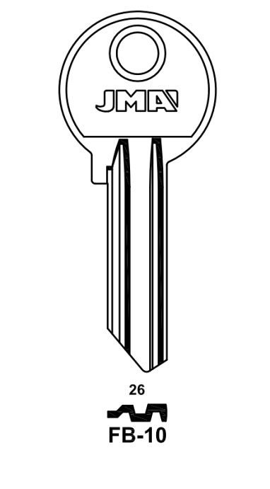 Klíč JMA 26/FB-10 - Vložky,zámky,klíče,frézky Klíče odlitky Klíče cylindrické