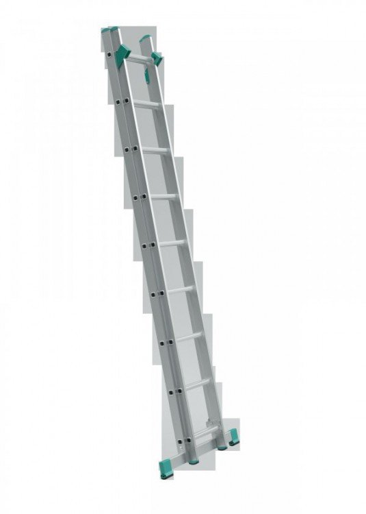 Žebřík dvoudílný univerzální s úpravou na schody 2 x 7 příček, 2,01/3,14 m   EUROSTYL