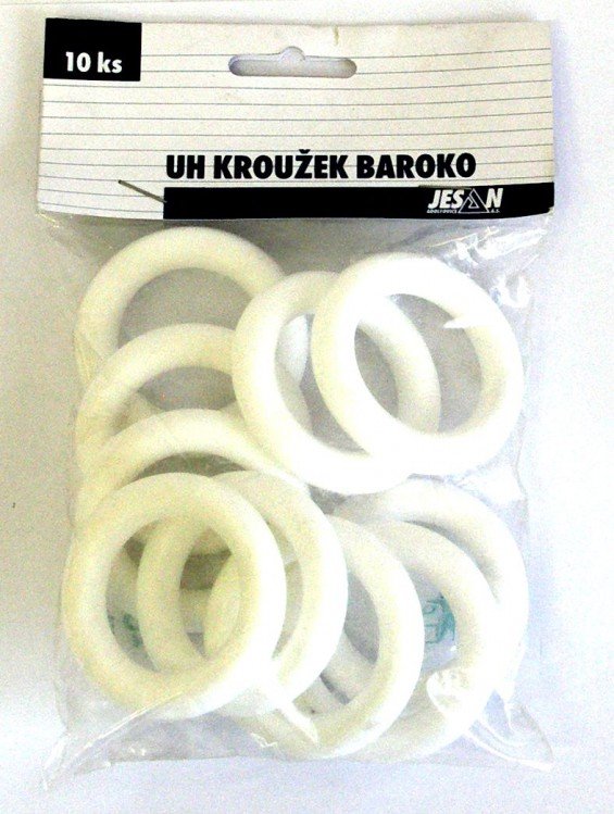 Kroužek BAROKO plastový bílý 45/55 mm, balení 10ks