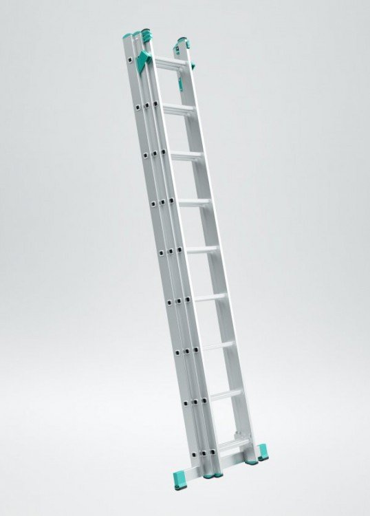 Žebřík trojdílný univerzální s úpravou na schody 3 x 10 příček, 2,86/6,26 m EUROSTYL