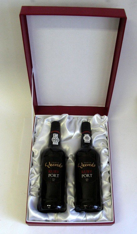 Krabice QUEVEDO na 2 lahve potažená na PORTSKÉ - Obaly na víno, příslušenství Obaly a stojany na víno