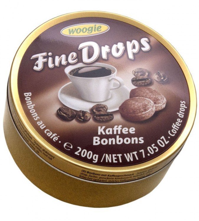 Bonbonky s příchutí kávy v plechové dóze 200 g Woogie - Delikatesy, dárky Čokolády, bonbony, sladkosti