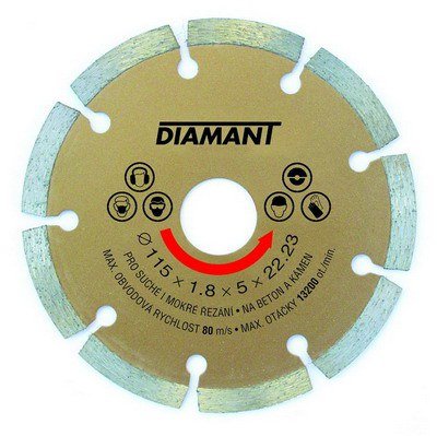 Kotouč diamantový DIAMANT 115x1,8x22,2 mm segment - Brusivo, vrtáky, závitořezy, kartáče Brusné a řezací materiály Kotouče diamantové
