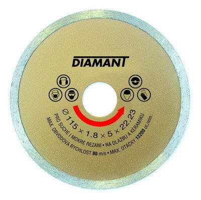 Kotouč diamantový DIAMANT 115x1,8x22,2 mm plný  (balení 10ks)