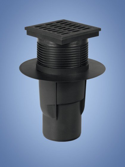 Vpusť kanalizační spodní KVS DN 110 mm černá DOPRODEJ - Vybavení pro dům a domácnost Stavební prvky Kanalizační a odpadové systémy Podlahové vpusti - gula