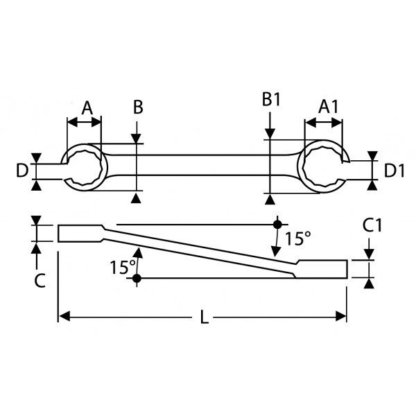 Klíč na převlečné matice 19 x 22 mm DIN 3118 - Nářadí ruční a elektrické, měřidla Nářadí ruční Klíče montážní